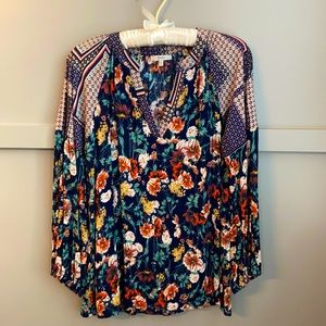 Jodifl Navy Floral Print Blouse